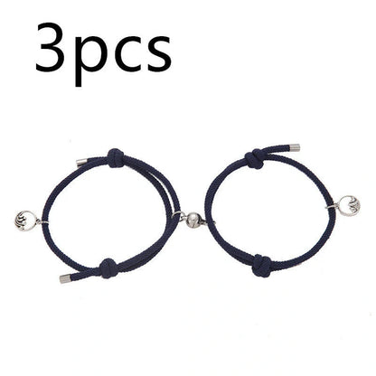 Magnetic Couple's Bracelet Set with adjustable alloy design, symbolising eternal love and connection.