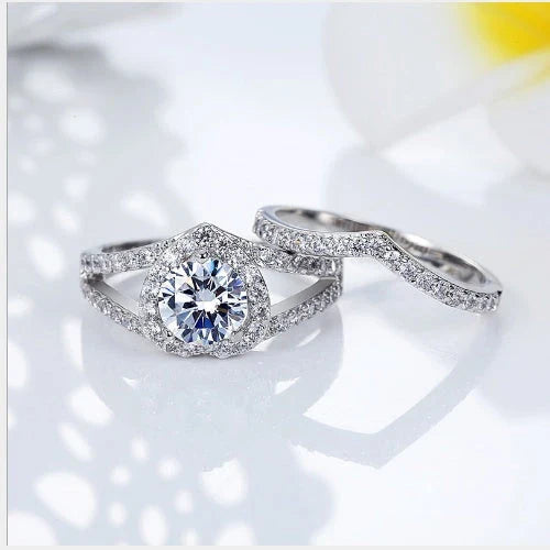 Elegant heart-shaped diamond plated ring with premium 18k platinum finish and durable alloy construction