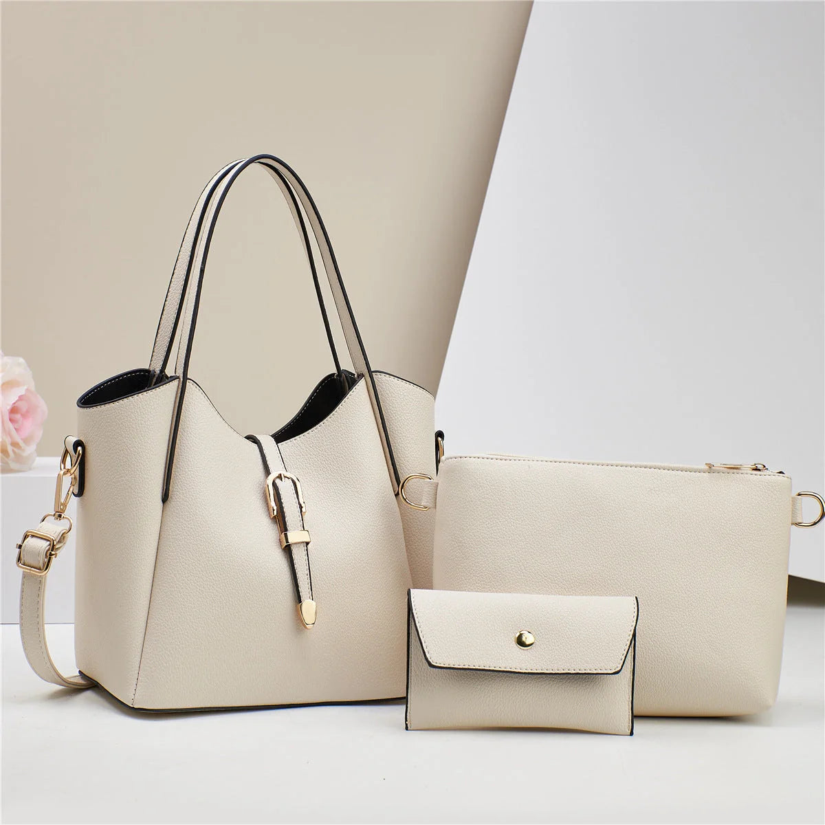 Stylish and practical tote bag set with crocodile embossed pattern, roomy main compartment, and versatile three-piece design in a range of classic British colours