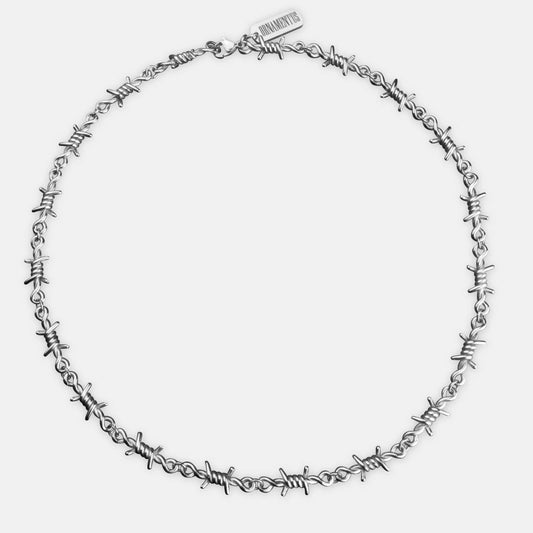 Barbed Wire Necklace in metal alloy with adjustable lengths for versatile styling