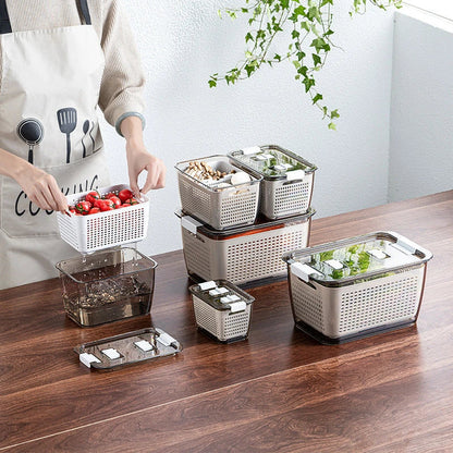 Premium food preservation containers for large capacity refrigerators, featuring customisable partitions, easy-to-clean design, and durable construction.
