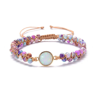 Stylish amethyst and opal friendship bracelets with braided design, perfect for casual or formal wear