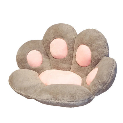 Plush office chair cushion with adorable paw-shaped design in various colors and sizes