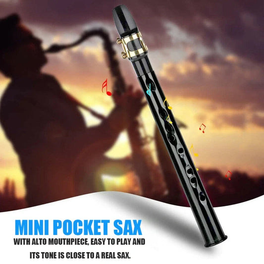 Portable Mini Saxophone in black with alto mouthpiece and carry bag