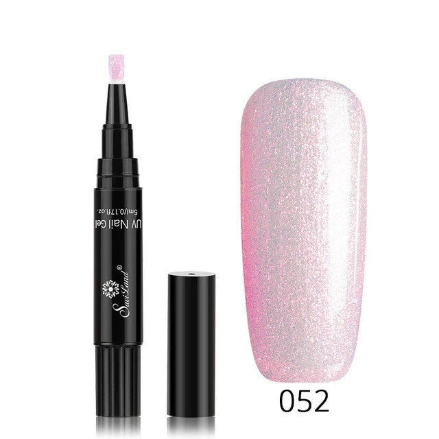 3-in-1 Gel Nail Varnish Pen with Glitter for easy one-step nail art