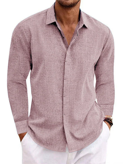 Men's American Retro Long Sleeve T-shirt in various solid colours