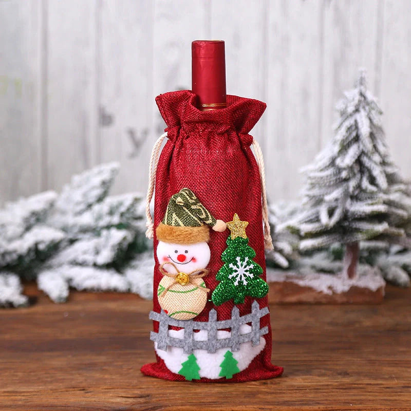 Festive Christmas wine bottle socks in vibrant colours, 14cm x 31cm