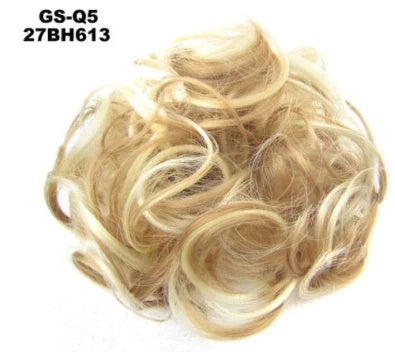 Synthetic wavy curly messy hair bun for women, 12cm diameter, high temperature wire