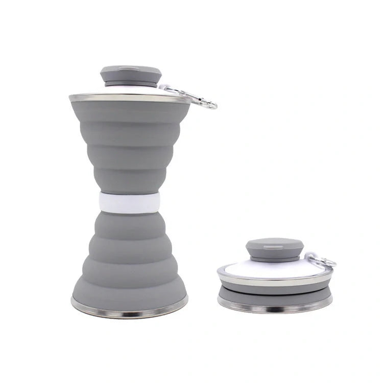 500ml foldable silicone water bottle in various colors with leak-proof lid