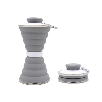 500ml foldable silicone water bottle in various colors with leak-proof lid