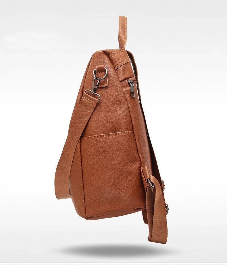 A stylish and roomy women's backpack made from premium PU leather, featuring multiple pockets and compartments for optimal organisation.