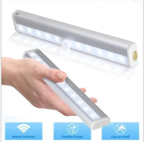 Sleek motion-activated LED cabinet light with infrared sensor for hands-free, energy-efficient illumination