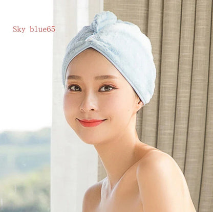 Luxury microfibre hair drying cap with absorbent and quick-drying properties, available in various colours