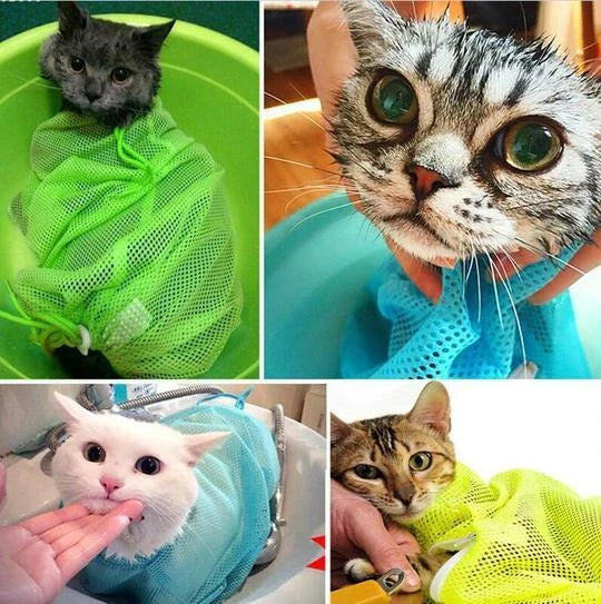 Adjustable polyester cat grooming bag for washing and nail trimming