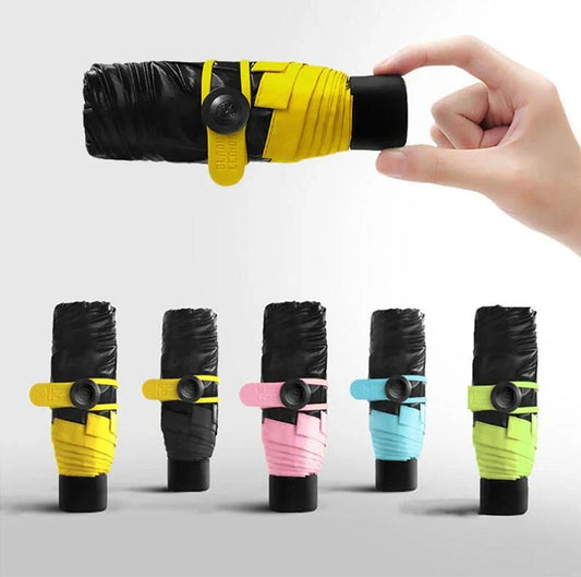 Compact folding umbrella in multiple colours, offering sun protection and windproof design for all-weather use in the UK