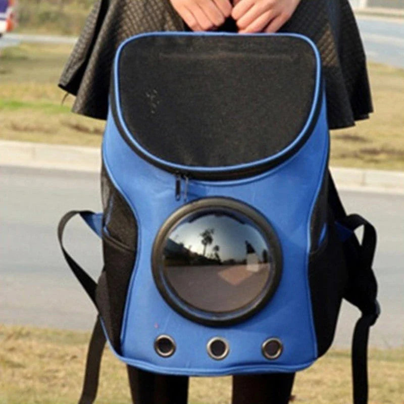 Stylish and spacious astronaut-inspired pet carrier backpack for taking cats and dogs on the go in the UK