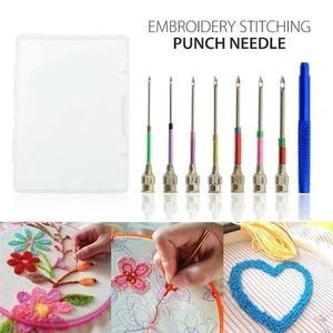 Electroplated alloy poke needle embroidery set for detailed crafting