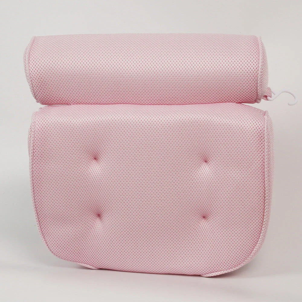 Luxury therapeutic bath pillow with 3D mesh, orthopaedic support, and powerful suction cups for ultimate relaxation and comfort