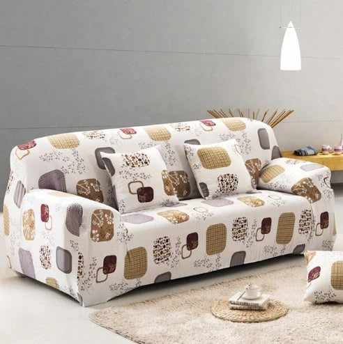 Elastic sofa cover in navy blue with high-density fabric protection