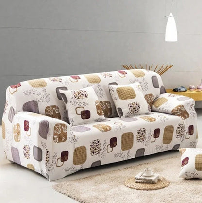 Elastic sofa cover in navy blue with high-density fabric protection