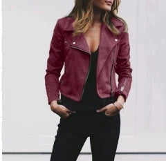 A stylish tailored jacket with a diagonal zipper, available in multiple colours and sizes