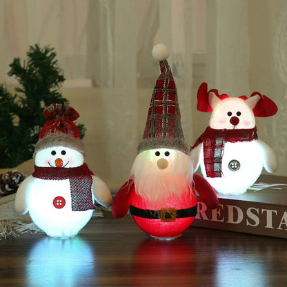 Luminous LED Christmas ornaments with Santa Claus, snowman, and reindeer designs