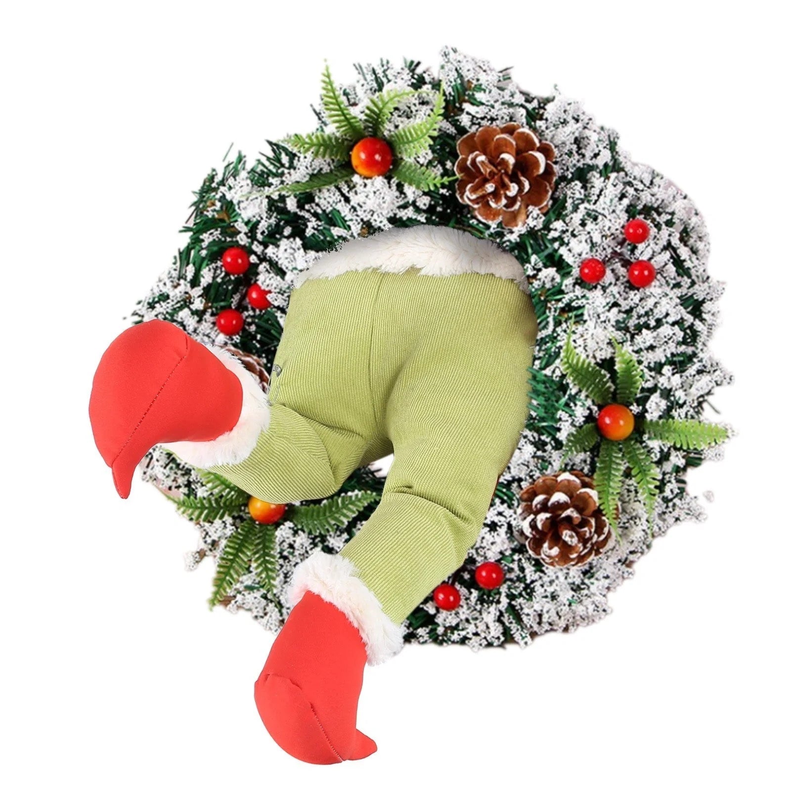 Christmas Thief Burlap Wreath with Santa Legs decoration