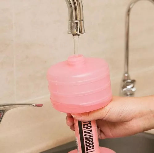 Water-filled fitness dumbbells for women in pink and green, adjustable weight