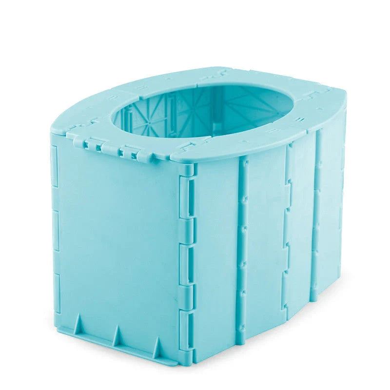 Portable folding toilet in various colours, perfect for camping, hiking, and outdoor activities
