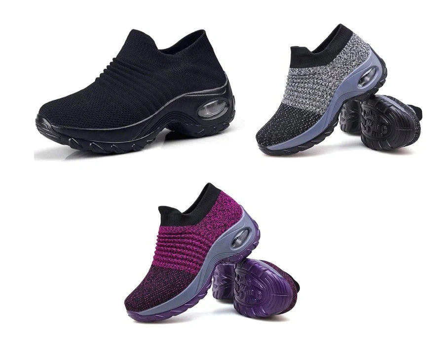 Stylish Korean mesh dancing shoes with wedge heel, available in multiple colours