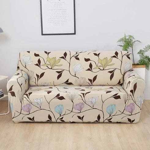 Elastic sofa cover in navy blue with high-density fabric protection