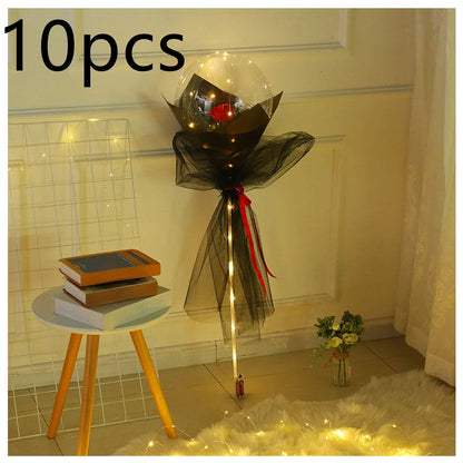 A luminous bouquet of glowing rose-shaped balloons, creating a magical and enchanting display.