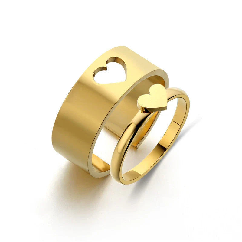 Stunning titanium steel rings with geometric designs in gold and steel finishes