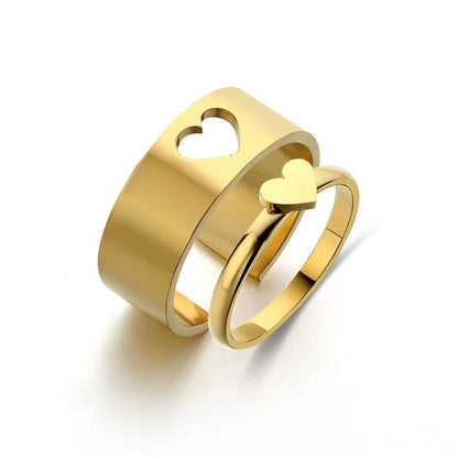 Stunning titanium steel rings with geometric designs in gold and steel finishes