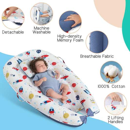 Premium Baby's Crib with soft cotton sleeve and memory foam core for comfortable sleep