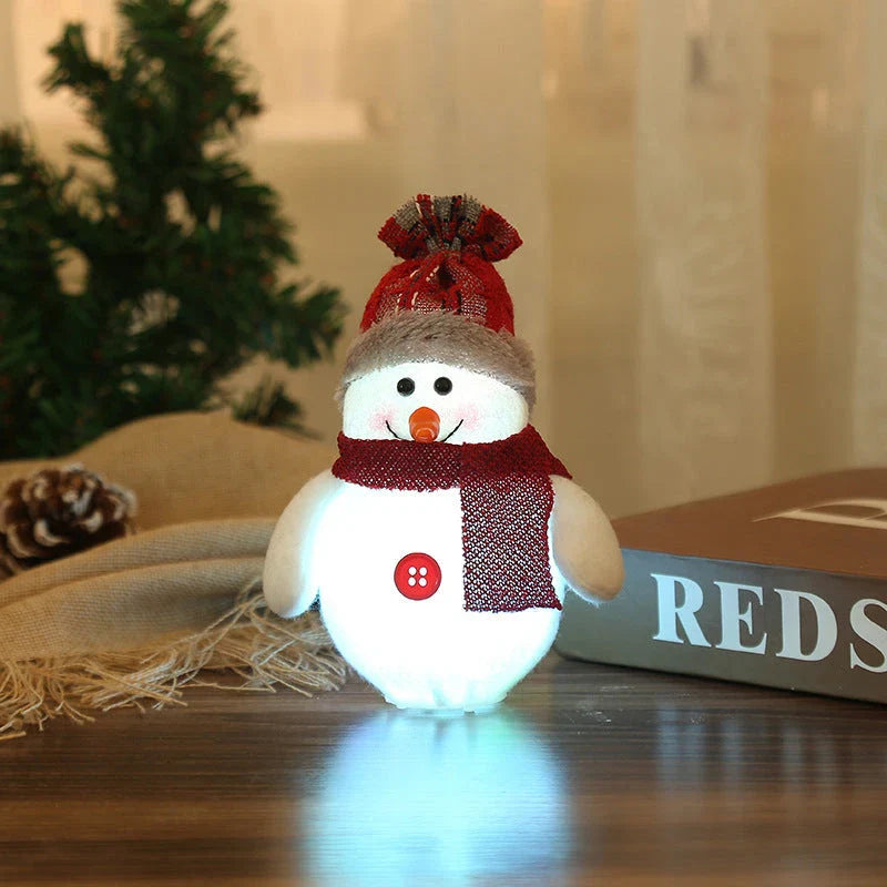 Luminous LED Christmas ornaments with Santa Claus, snowman, and reindeer designs