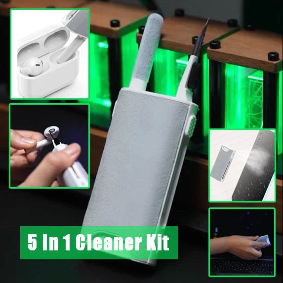 5-in-1 multi-purpose screen cleaning kit with versatile cleaning pen, soft sponge, and metal tip for phones, tablets, laptops, and more