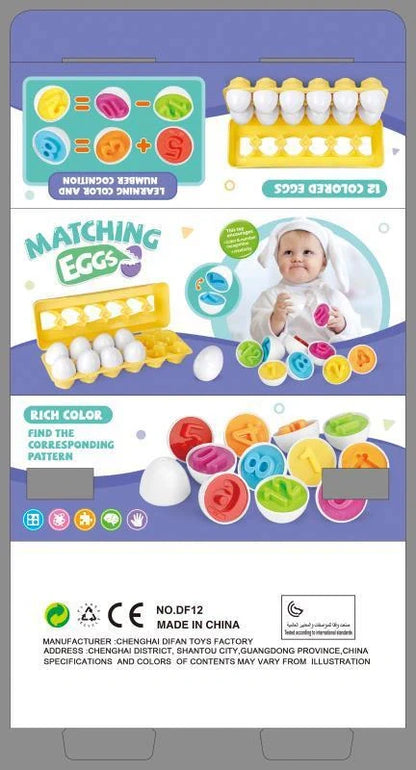 Educational smart egg toy for children, featuring 12 colourful eggs for shape and colour matching