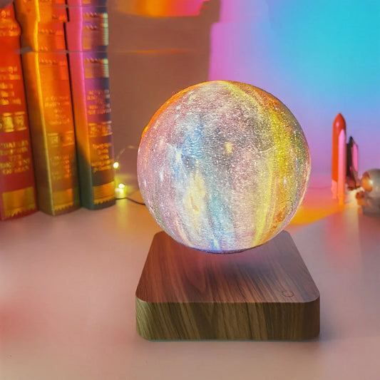 Magnetic Levitation Galaxy Decorative Light floating above base with galaxy effect