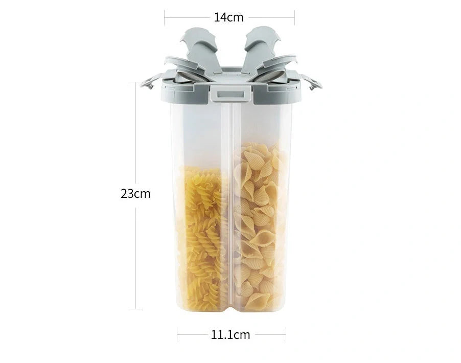 Transparent whole grain storage box with four-point design and durable seal