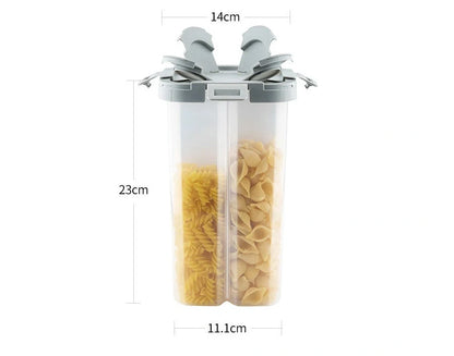 Transparent whole grain storage box with four-point design and durable seal