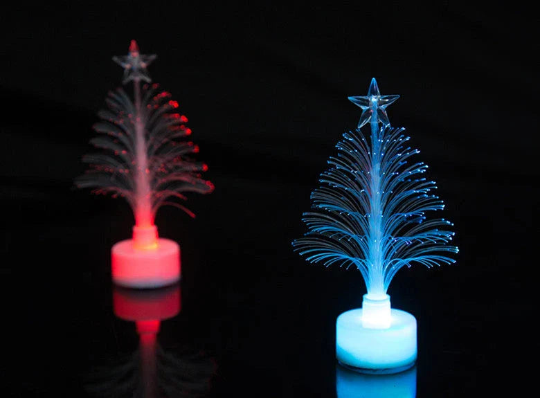 Vibrant color-changing LED fiber optic Christmas tree lamp with stable round base
