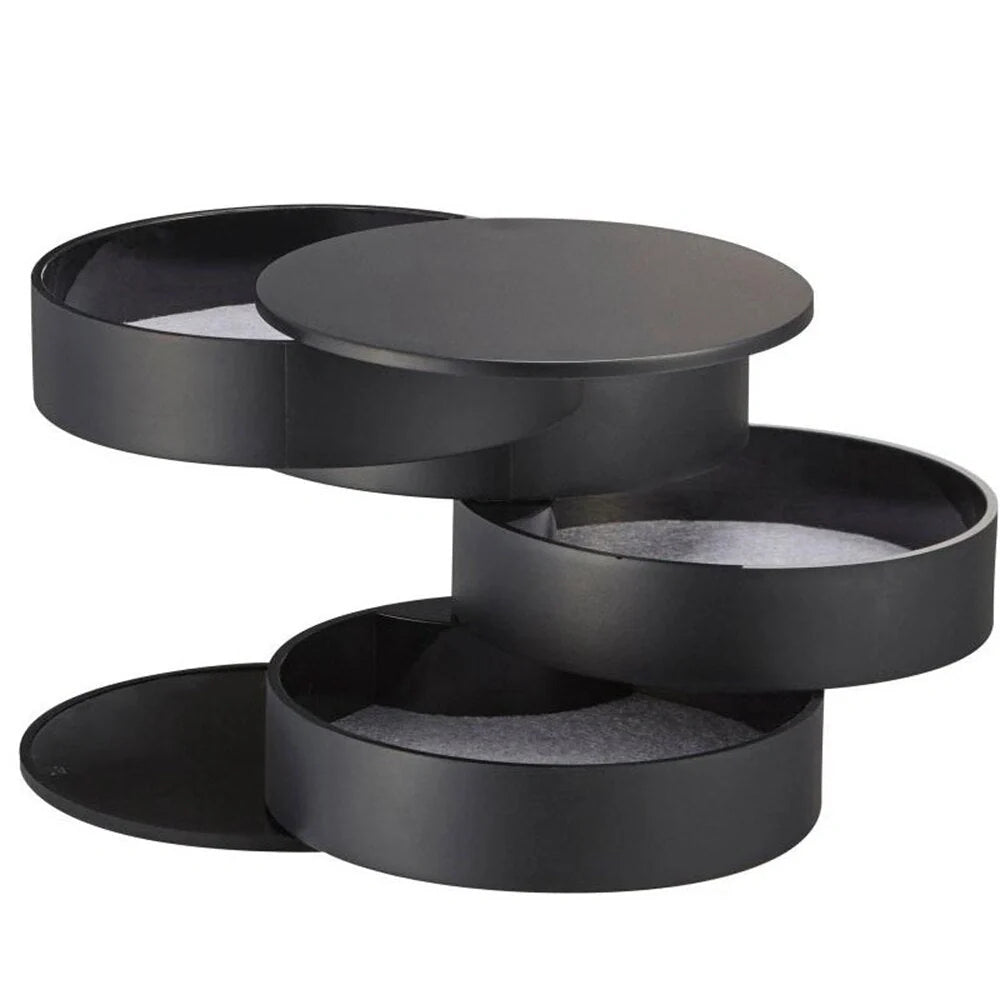Plastic jewelry box storage container with 360-degree rotation and four-tier organizer