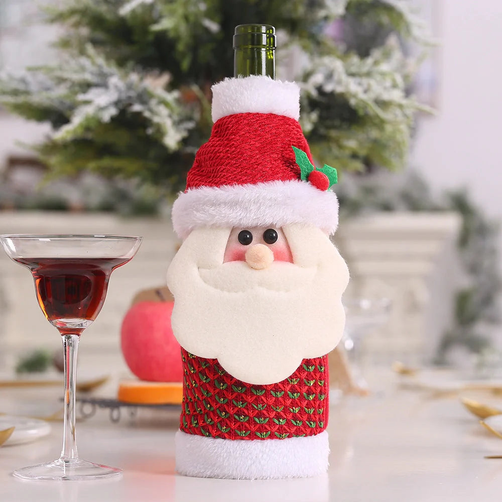 Festive Christmas wine bottle socks in vibrant colours, 14cm x 31cm