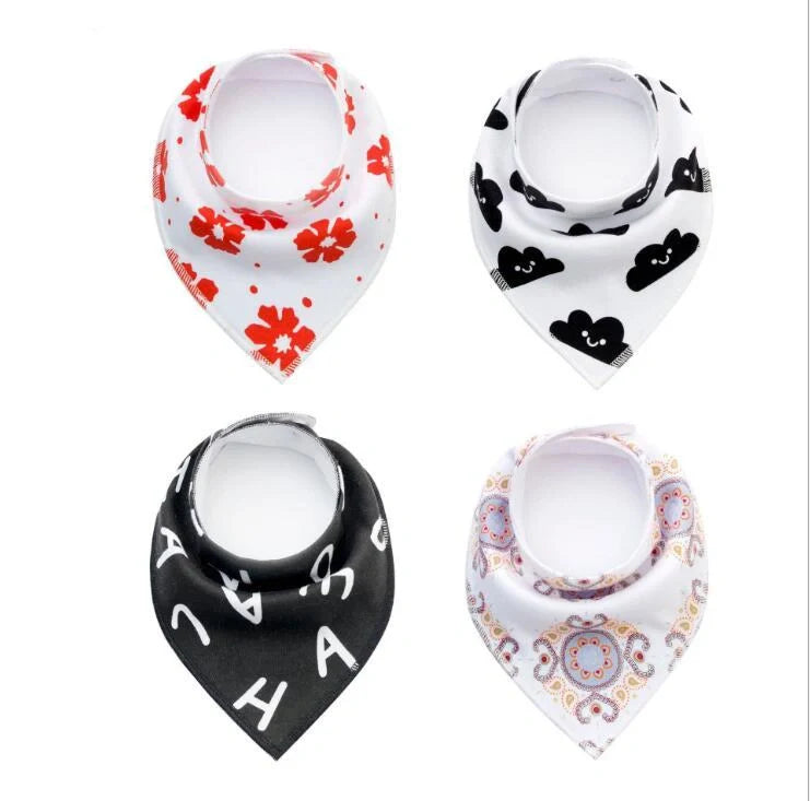 Stylish baby bibs set with arrow, wave, and triangle prints, perfect for keeping your baby clean and fashionable.