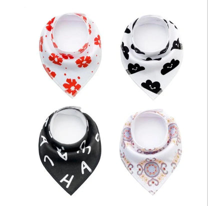 Stylish baby bibs set with arrow, wave, and triangle prints, perfect for keeping your baby clean and fashionable.