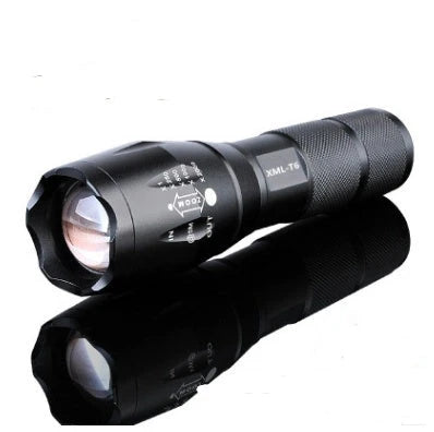 High-powered outdoor LED flashlight with adjustable beam and durable aluminum alloy construction
