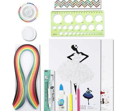 Premium DIY Quill Art Craft Kit with multicoloured paper strips and essential tools for paper quilling