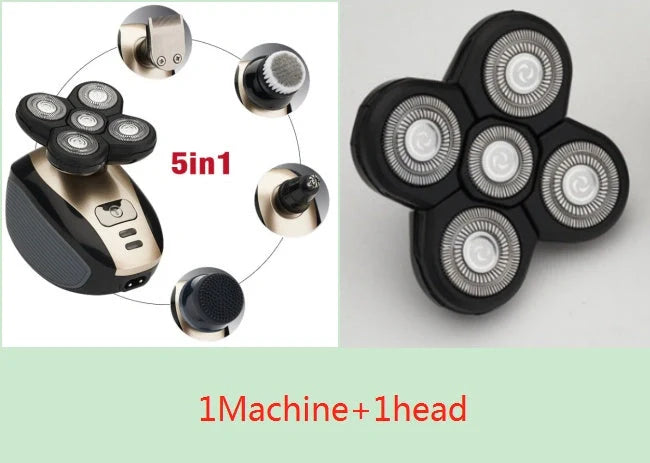 5-in-1 Electric Shaver for Men with 5 Floating Blades, Waterproof and Rechargeable