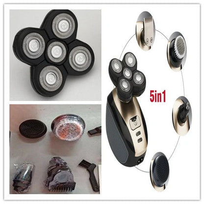 5-in-1 Electric Shaver for Men with 5 Floating Blades, Waterproof and Rechargeable